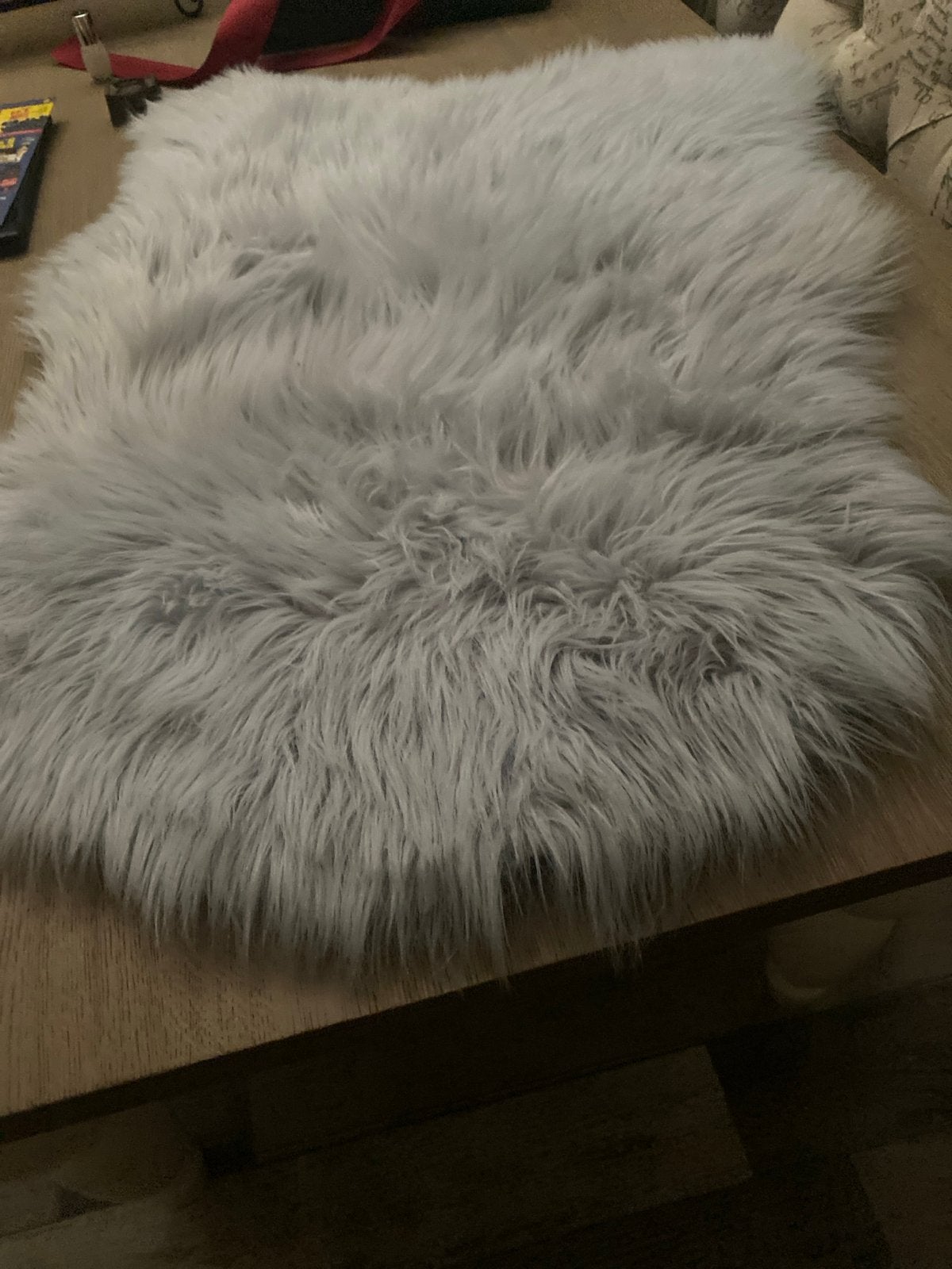 Zachte imitatie schapenvacht vloerkleed - Grijs, Zo goed als nieuw, 50 tot 100 cm, Ophalen of Verzenden, Grijs