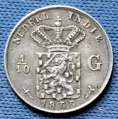 Nederlands-Indië 1/10 gulden 1885 Km 305.1 kwaliteit, Koning Willem III, Verzenden, Zilver, Overige waardes