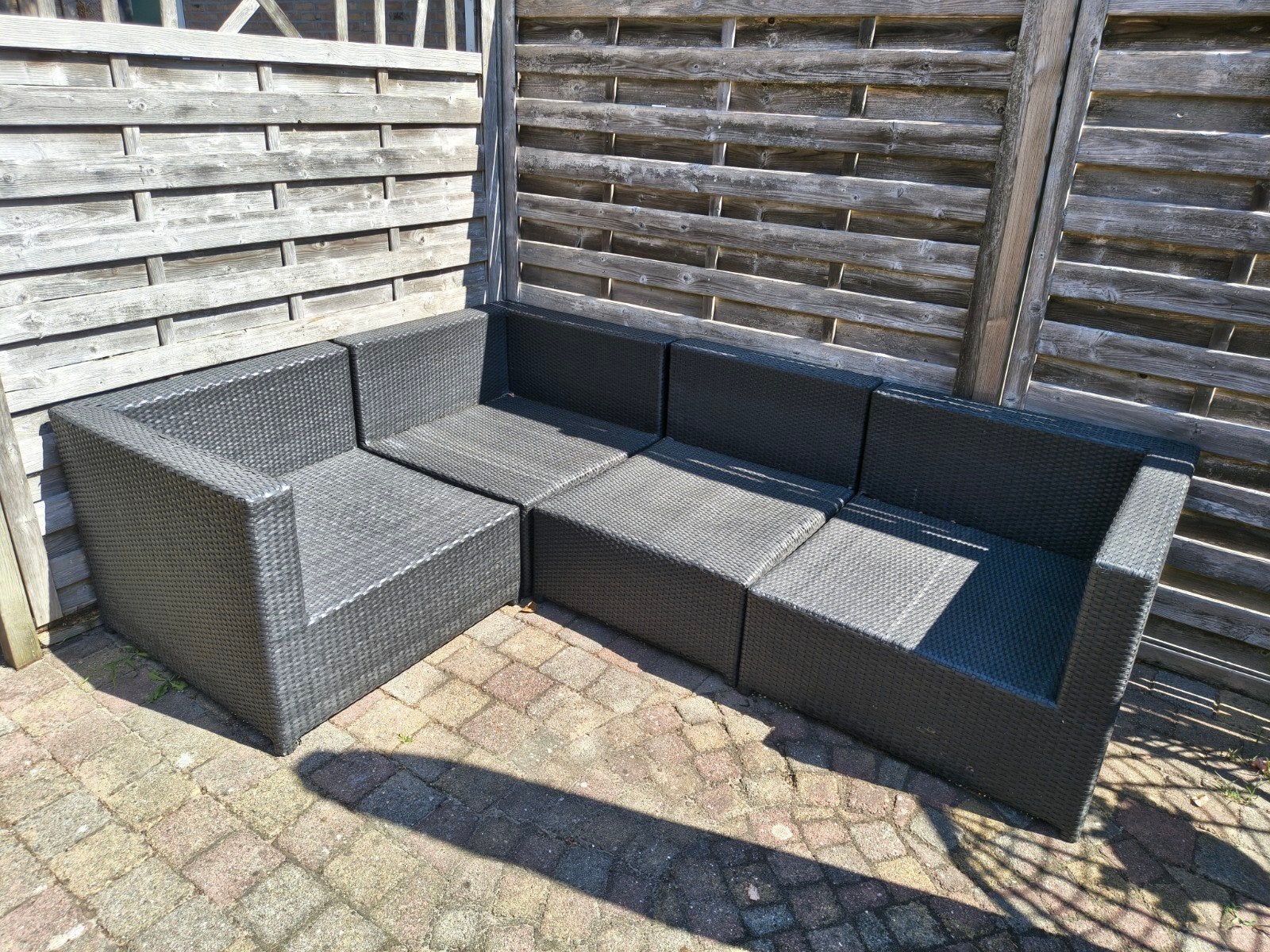 Wicker Tuinset - Modulair en Comfortabel, Ophalen, 4 zitplaatsen, Gebruikt, Wicker