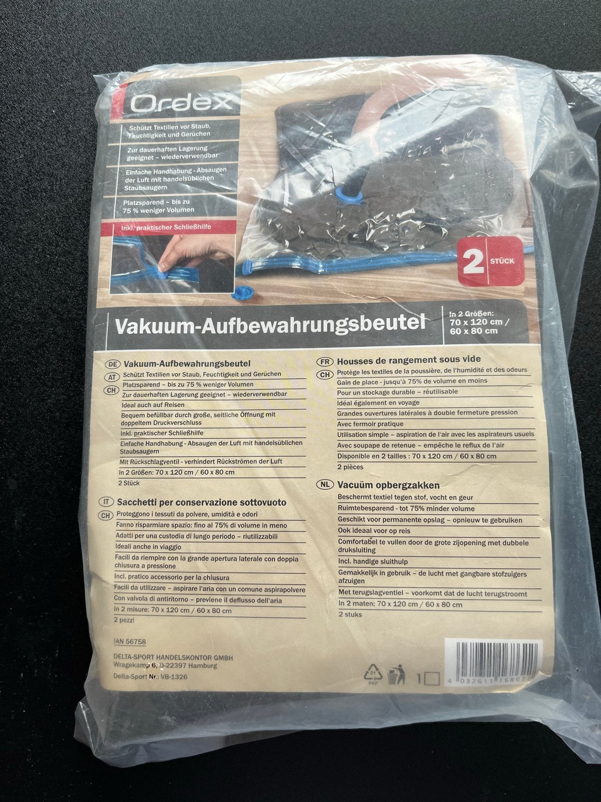 2 Nieuwe Vacuüm Opbergzakken - OrdeX, Ophalen of Verzenden, Nieuw, Kunststof