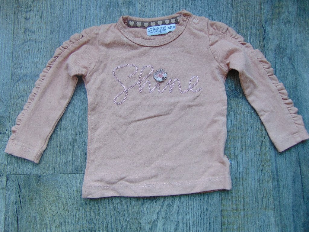 Dirkje longsleeve zalm roze maat 62 T-shirt lang mouw SHINE, Meisje, Dirkje, Ophalen of Verzenden, Zo goed als nieuw