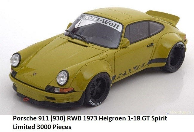 Porsche 911 (930) RWB 1973 Helgroen 1:18 GT Spirit Limited 3, Overige merken, Tschuiten@hotmail.com, Auto, Frankrijk