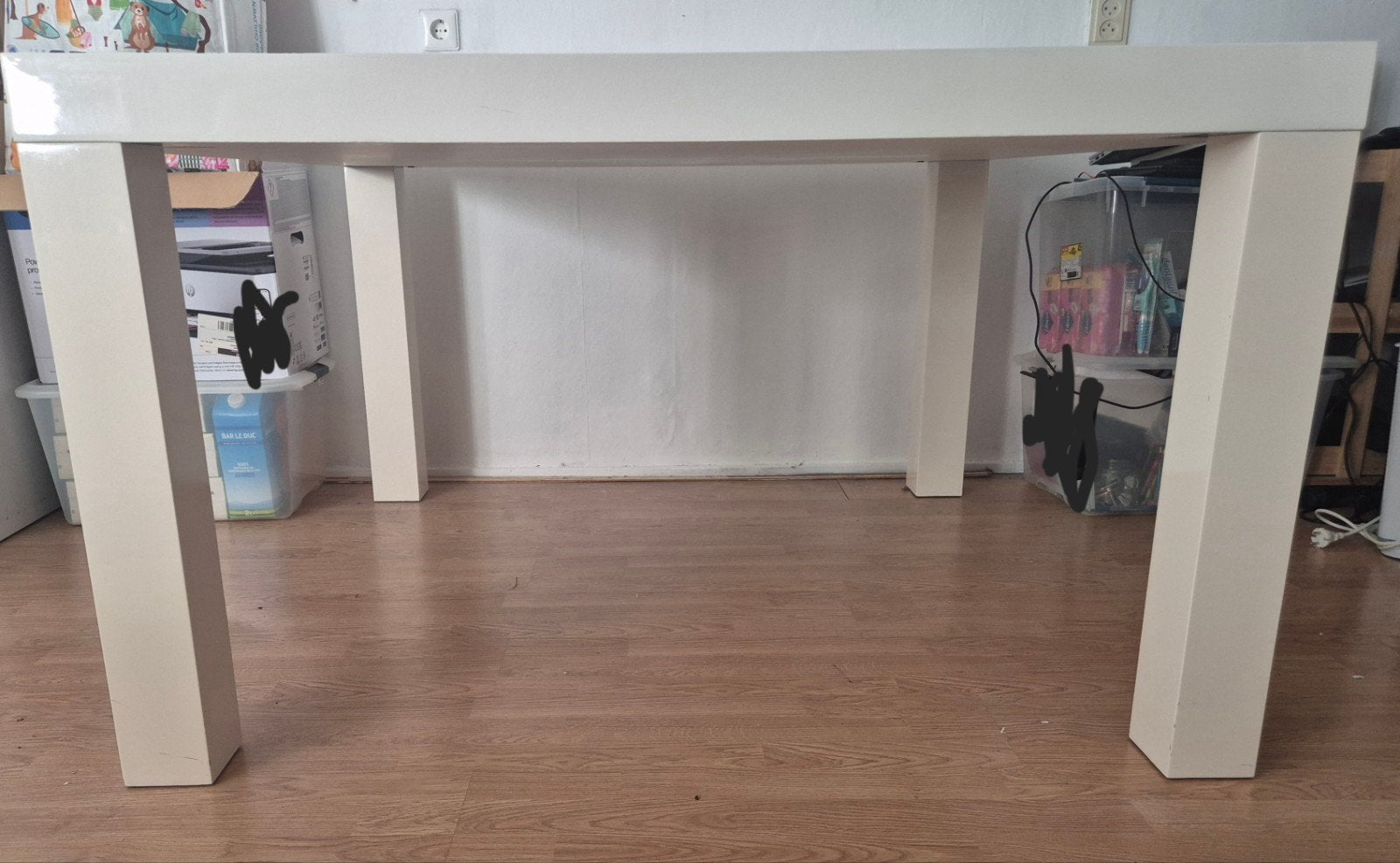 Witte eettafel, hoogglans, 184x130 cm, Ophalen, Overige materialen, Modern, Hoogglans, Gebruikt
