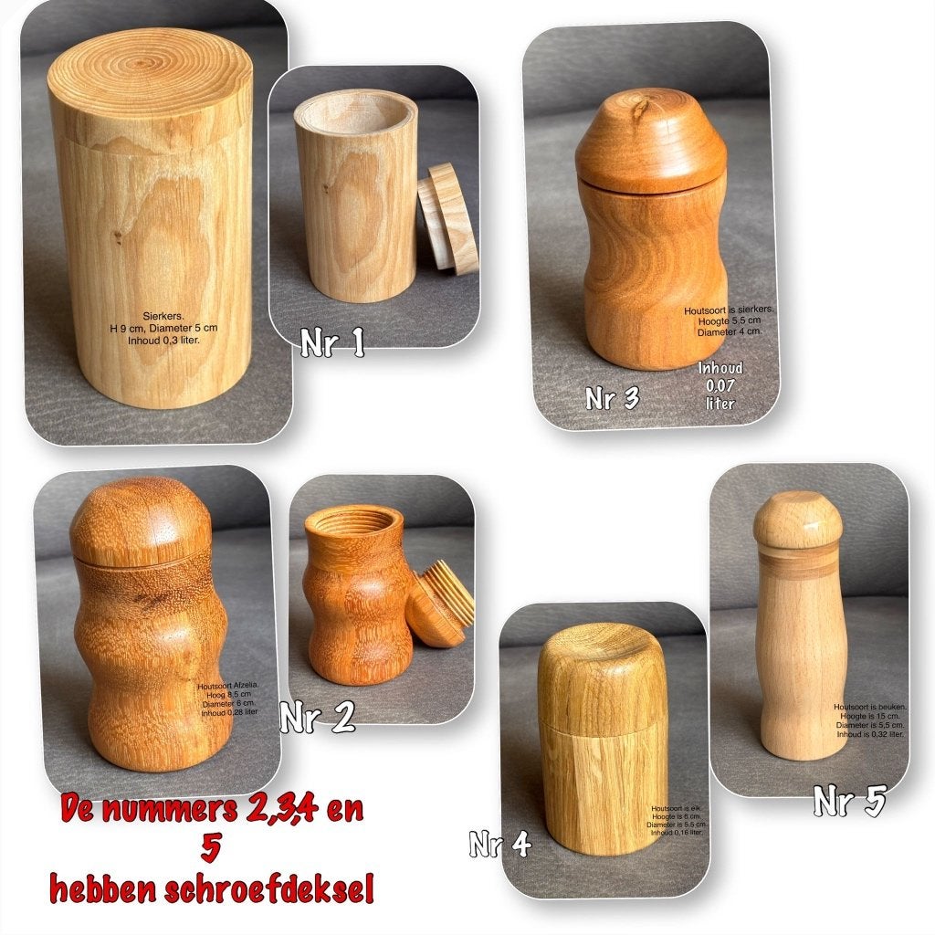 Kleine houten mini urnen, Ophalen of Verzenden, Nieuw, Hout