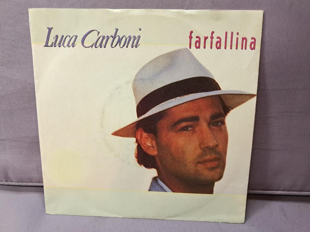 45t. italo disco. luca carboni. farfallina. ex+, Gebruikt, 7 inch, Ophalen of Verzenden, Pop