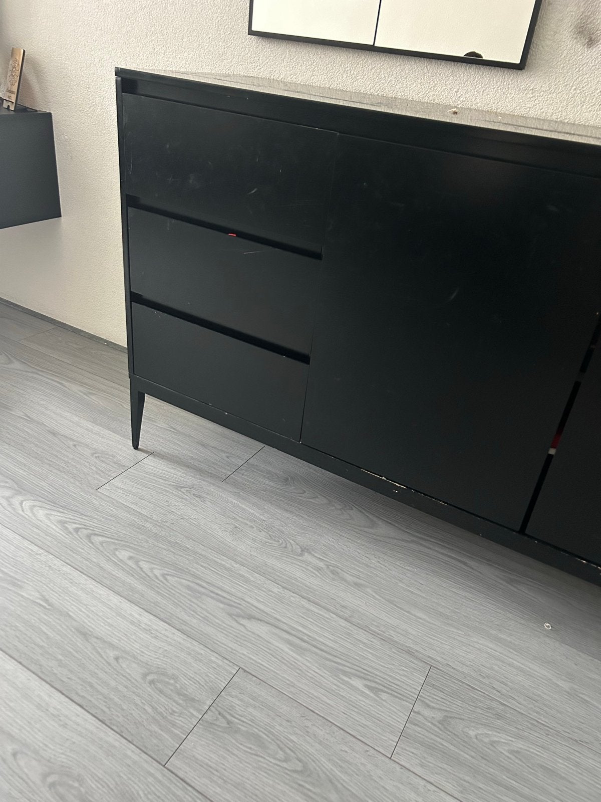 Zwart dressoir met lades en deuren, Huis en Inrichting, Ophalen, Overige materialen, Gebruikt, 100 tot 150 cm