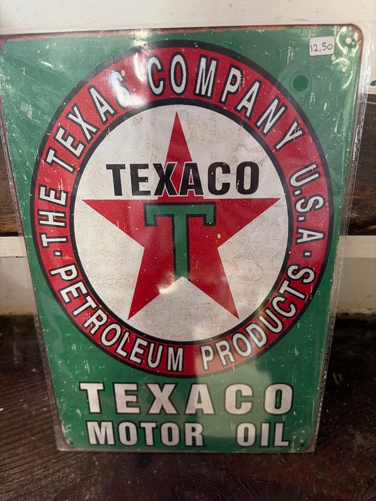 Vintage Texaco Motor Oil Reclamebord - Decoratief, Reclamebord, Nieuw, Ophalen of Verzenden, X
