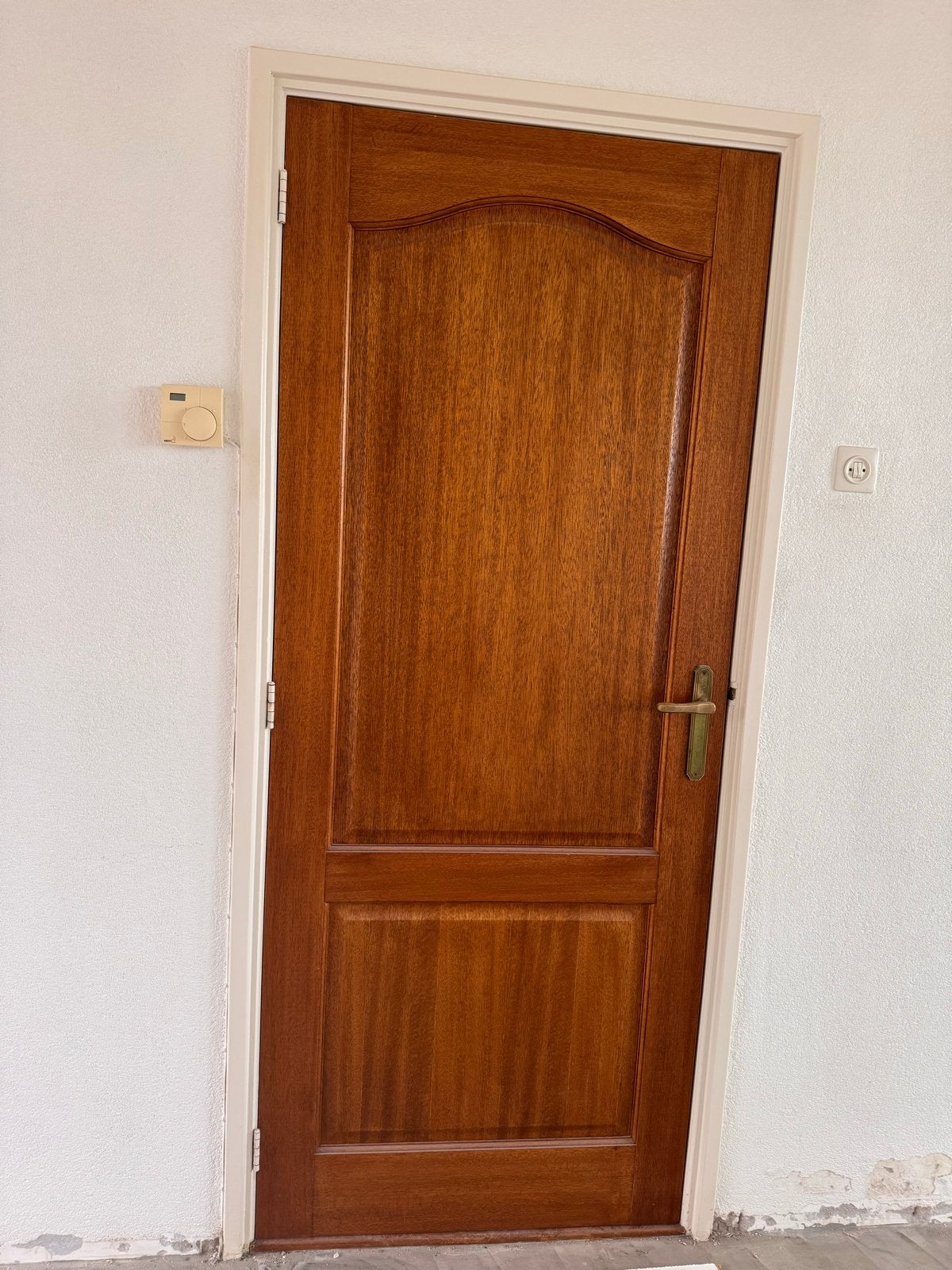 Klassieke houten binnendeur met messing beslag, Ophalen, Gebruikt, 80 tot 100 cm, Binnendeur