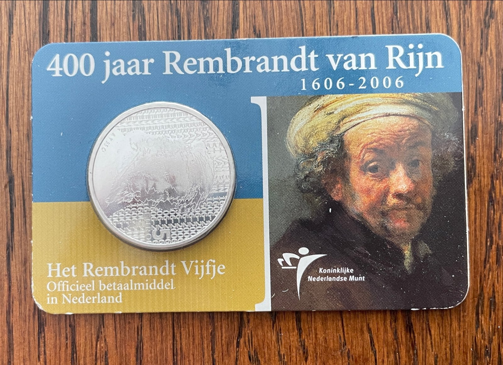 Rembrandt Vijfje 2006 - 400 jaar Rembrandt van Rijn, Postzegels en Munten, Koningin Beatrix, Zilver, Euro's, Ophalen of Verzenden