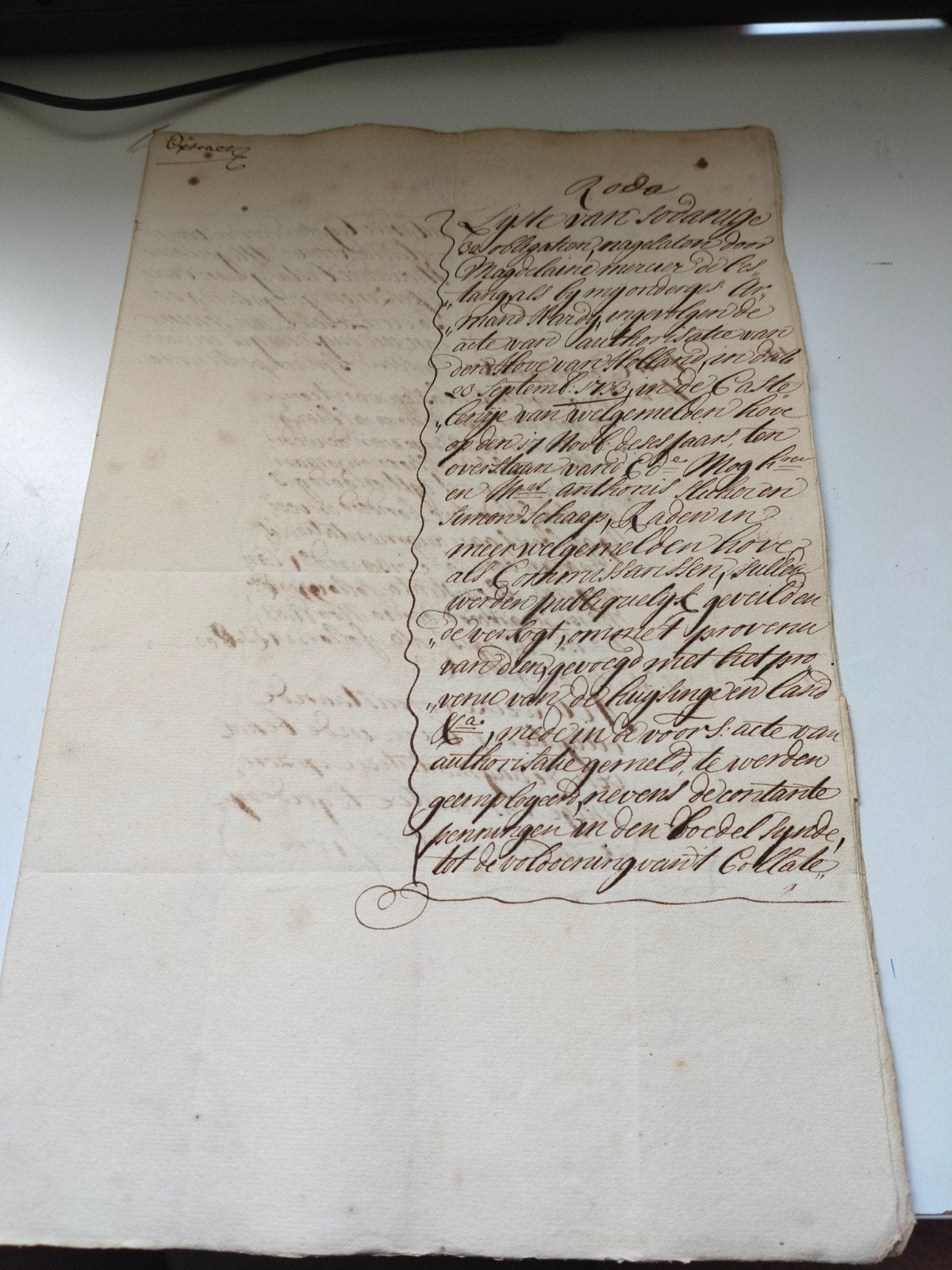 Historisch document: Akte van overdracht (1686), Antiek en Kunst, Verzenden, Onbekend