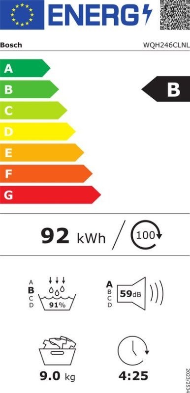 Bosch warmtepompdroger WQH246CLNL - Serie 6 - 9 kg, Minder dan 85 cm, BSH Huishoudapparaten, Overige typen, 8 tot 10 kg