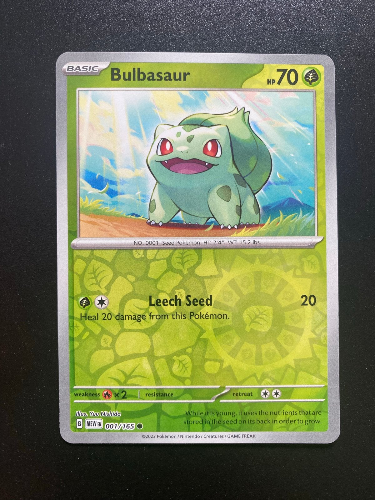 Bulbasaur Reverse Holo 001/165 Pokémon 151 Packfresh, Ophalen of Verzenden, Nieuw, Losse kaart, Foil