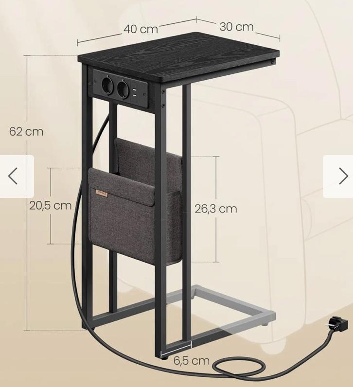 Laptoptafel met stopcontact (nieuw in doos!), Huis en Inrichting, Tafels | Bijzettafels, Ophalen, Minder dan 55 cm, Nieuw, 60 cm of meer