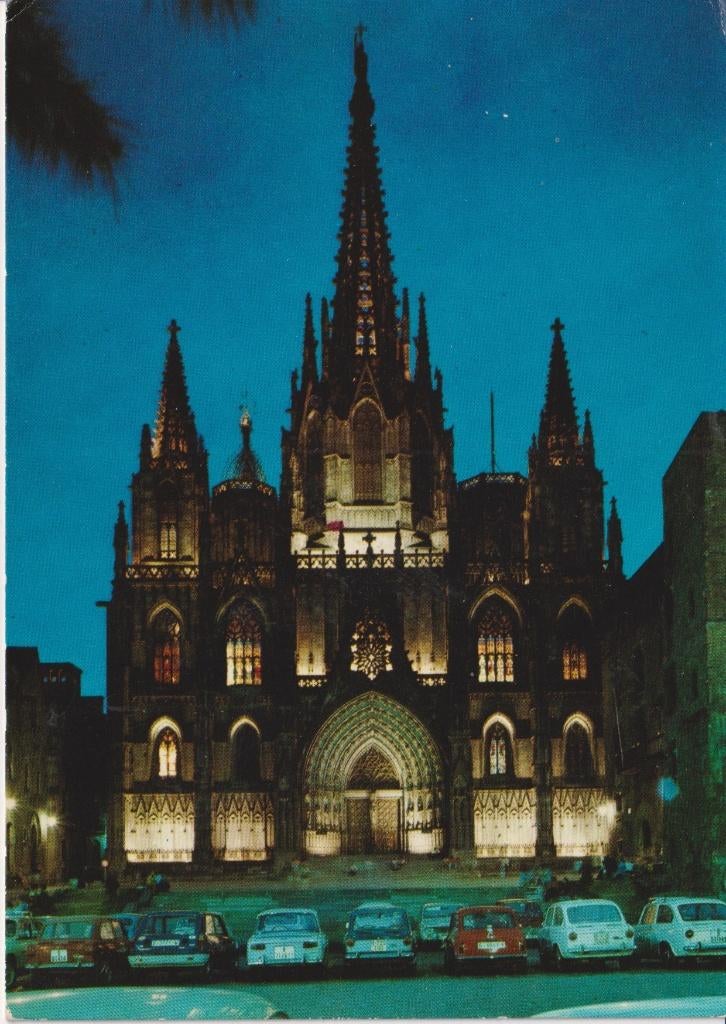 Spanje, Barcelona, met auto's Seat 850, Ophalen of Verzenden, 1960 tot 1980, Ongelopen, Spanje
