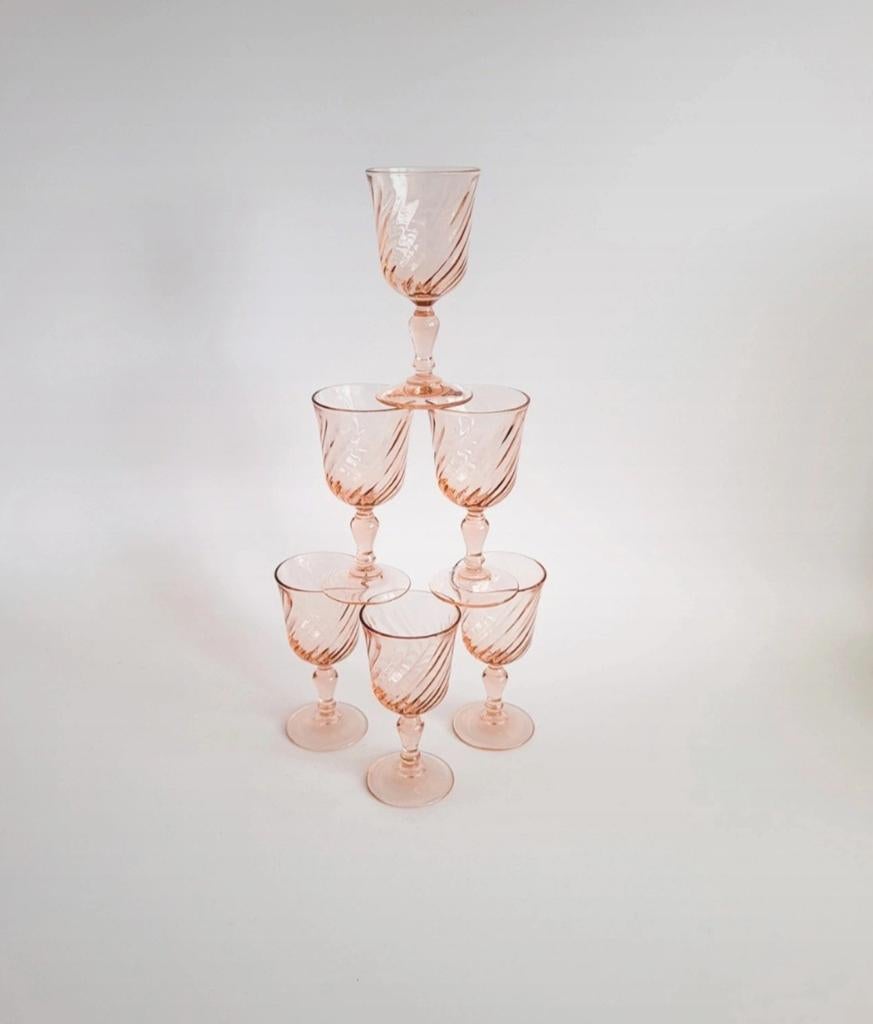 Izgs roze glas Luminarc Rosaline swirl France borrelglas, Glas of Glazen, Ophalen of Verzenden, Overige stijlen, Glas