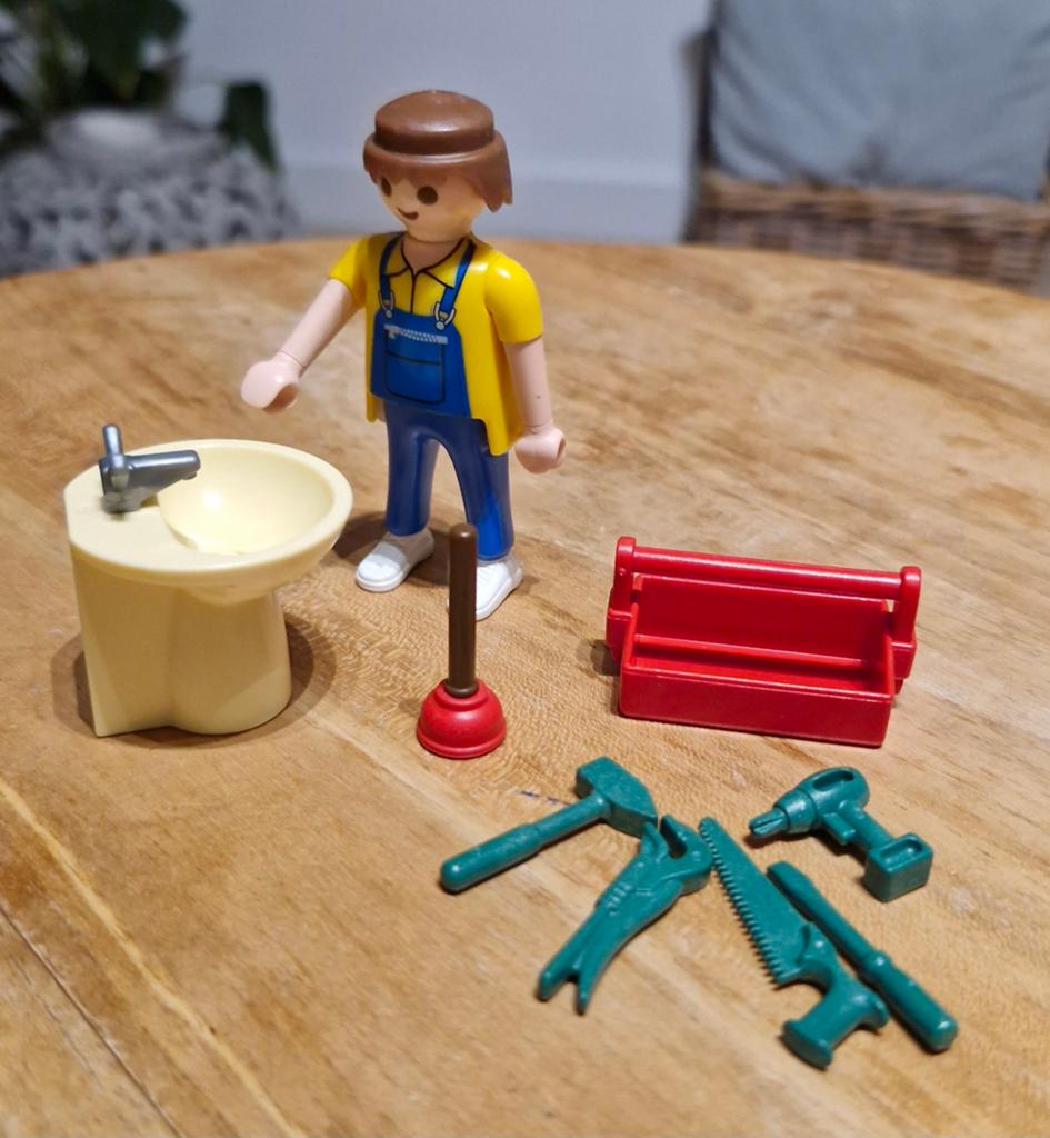 Playmobil loodgieter met gereedschap en wasbak 4655, Ophalen of Verzenden, Gebruikt