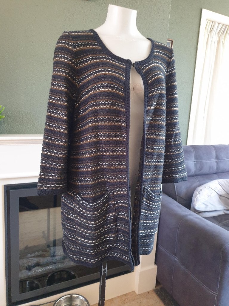 Dame Blanche super mooie zwart bruin vest cardigan L 42 44, Verzenden, Maat 42/44 (L), Zo goed als nieuw, Dame Blanche