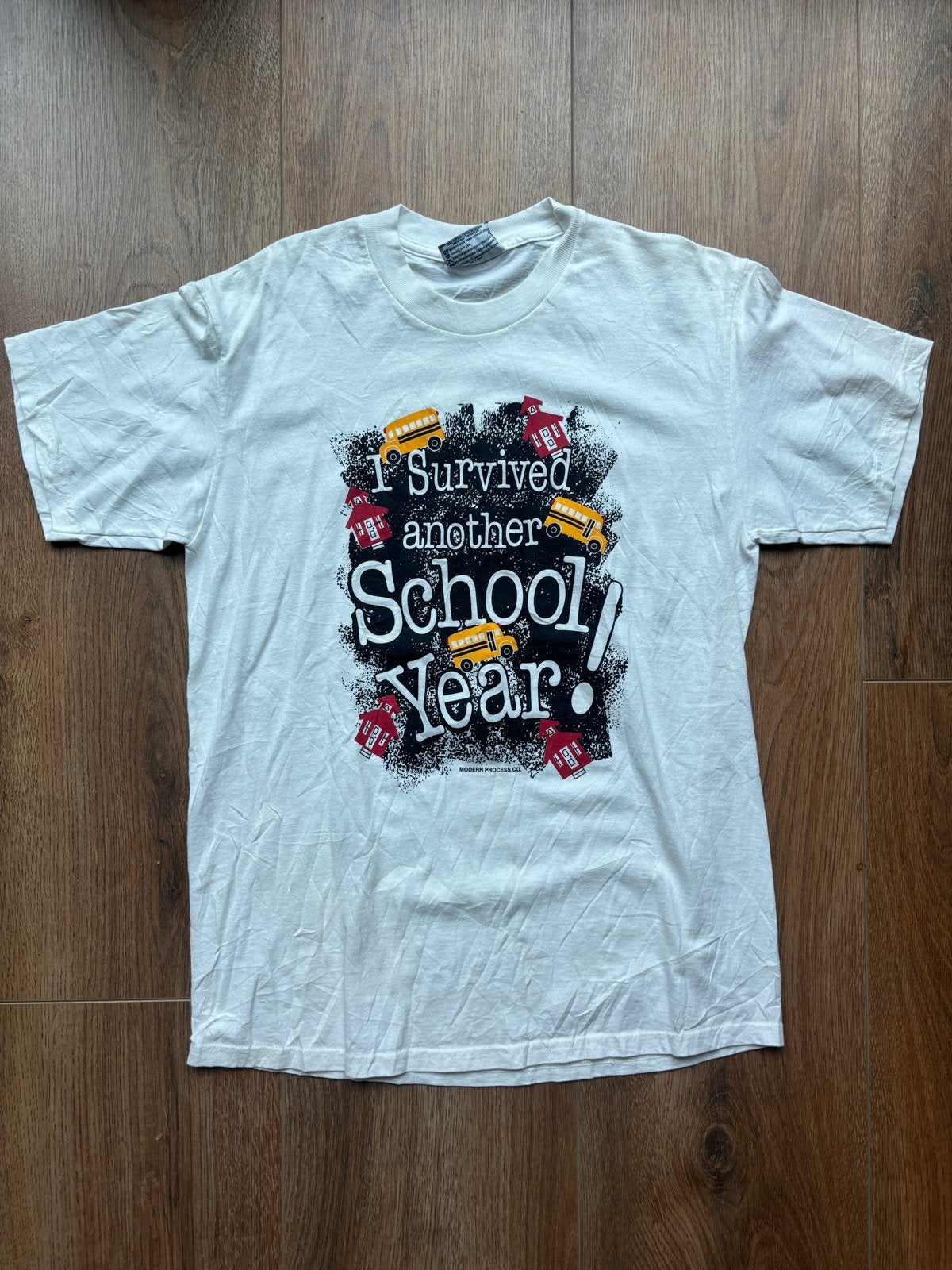 Vintage Lee T-shirt "I Survived Another School Year", Verzenden, Gedragen, Maat 48/50 (M), Wit