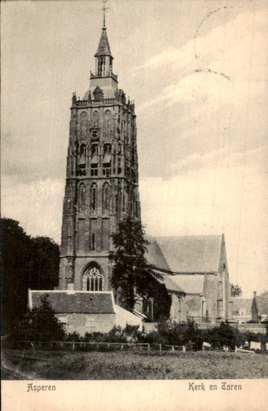 Asperen - Kerk - Toren, Ophalen of Verzenden, Voor 1920, Gelopen, Gelderland