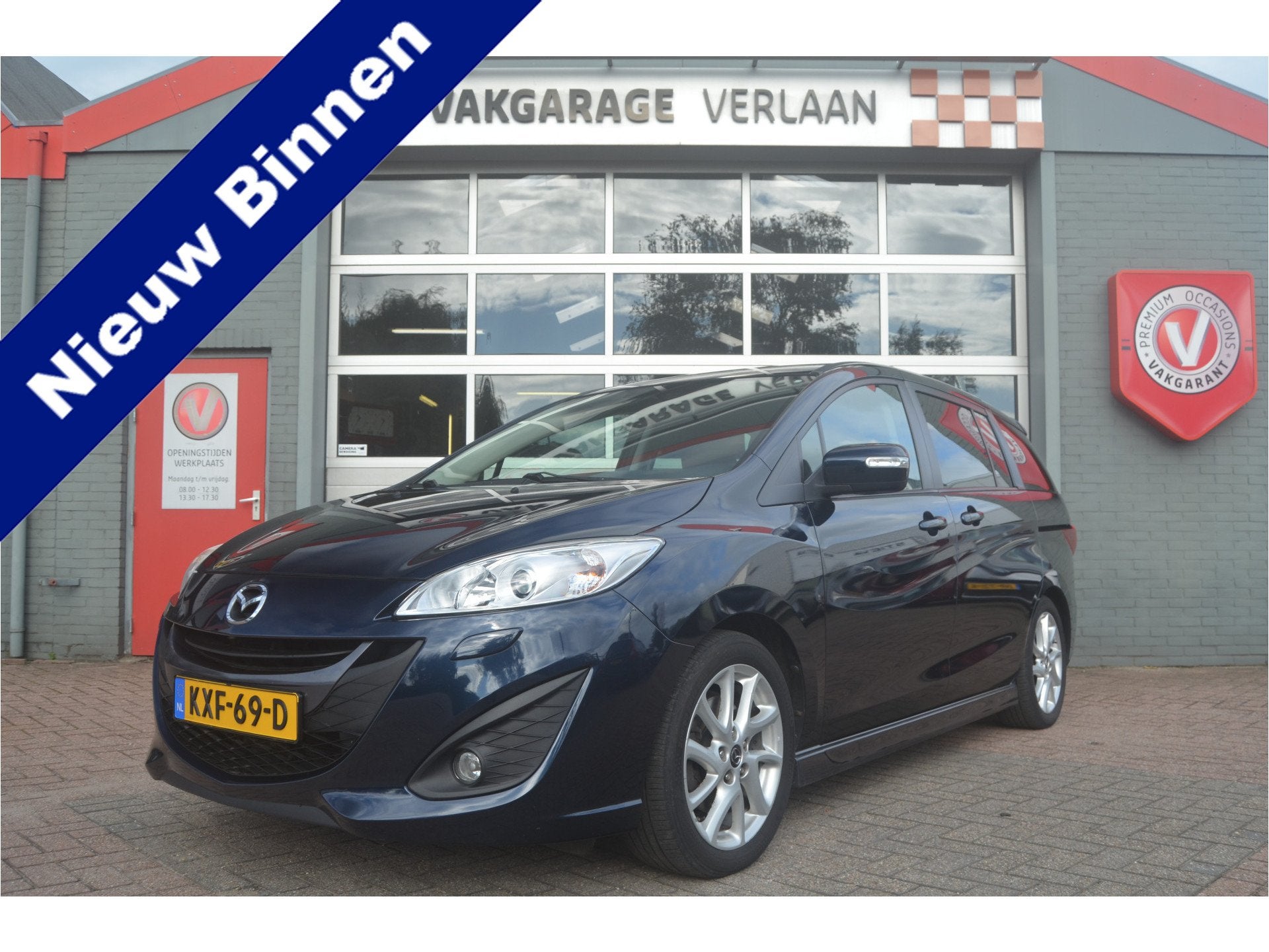 Mazda 5 2.0 Silver Edition 12 mnd. gar. Trekhaak, Xenon, Auto's, Gebruikt, 4 cilinders, Blauw, 7 stoelen