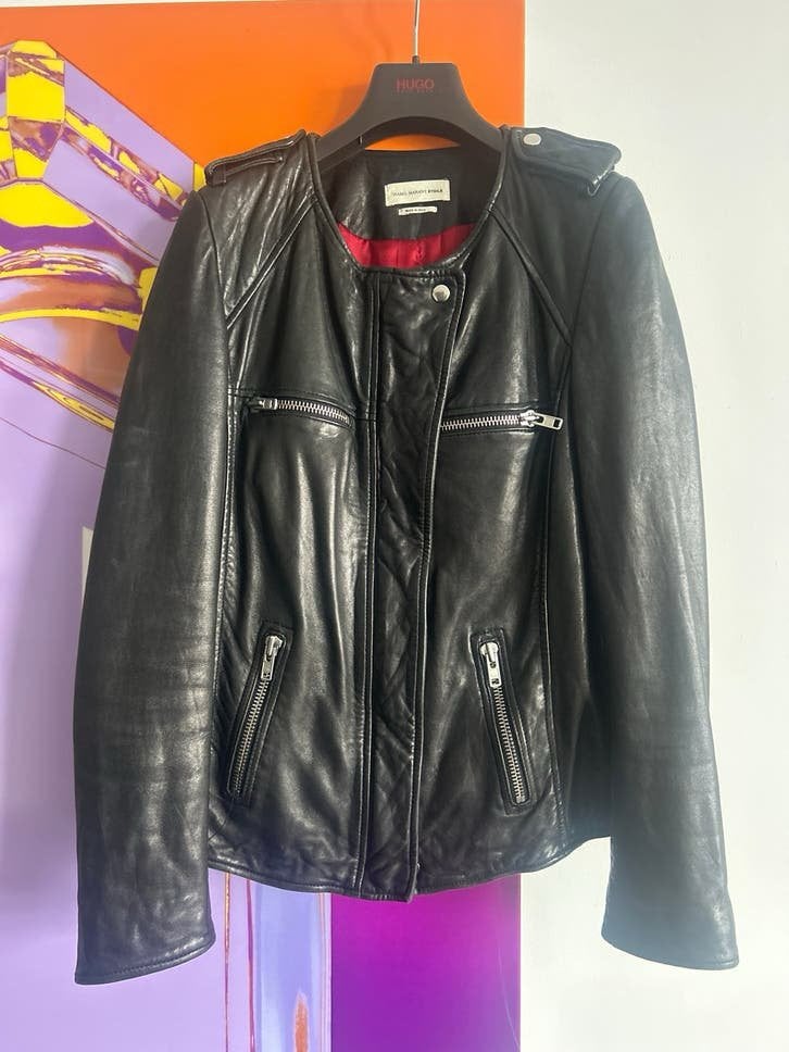 ISABEL MARANT Leer BIKER jas zwart 38 design fashion paris, Ophalen of Verzenden, Gedragen, Maat 38/40 (M), Zwart