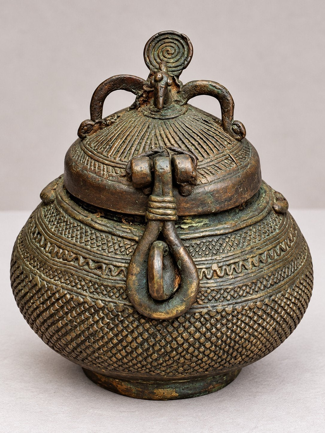 India Dhokra Bronzen Dekselpot Wierookbrander-Etnisch, Antiek en Kunst, Ophalen of Verzenden