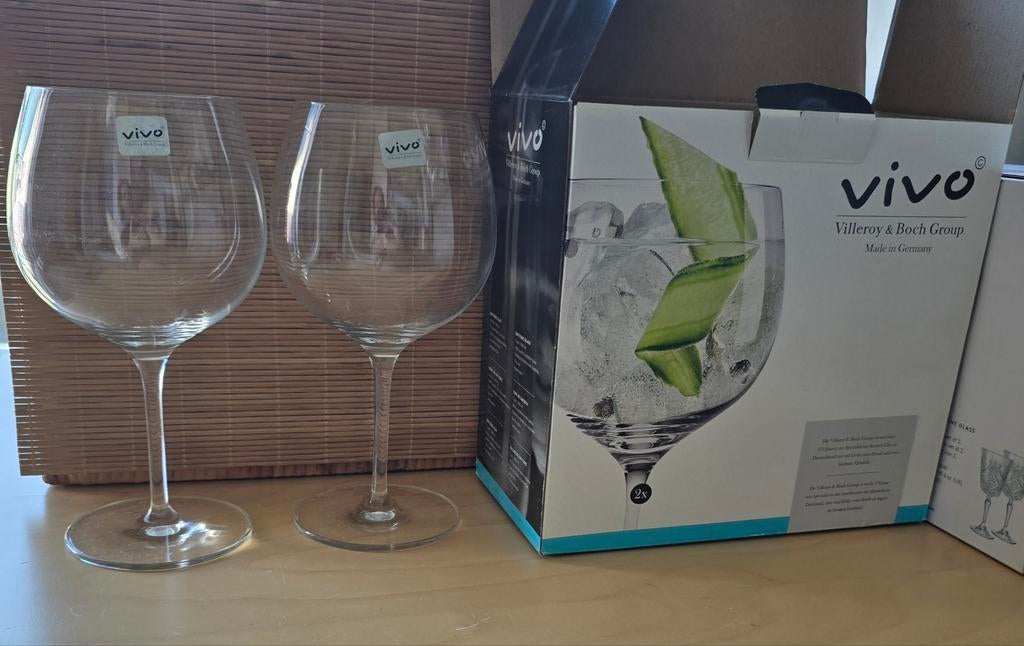 4x Villeroy & Boch Vivo Gin Tonic glazen, Glas, Nieuw, Ophalen of Verzenden, Wit