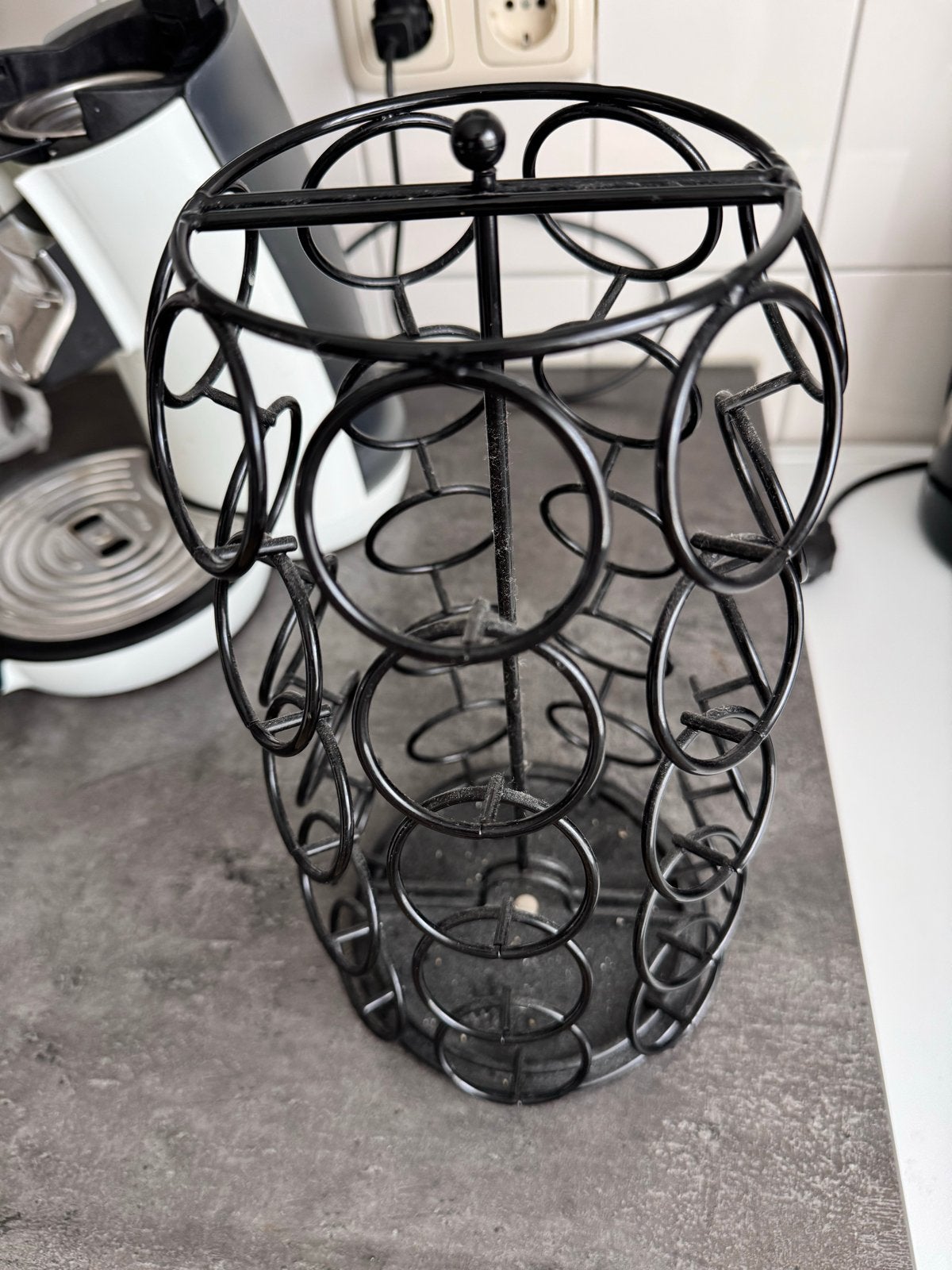 Zwart metalen koffiecuphouder / dolse custo, Ophalen, Zwart, Metaal, Overige merken