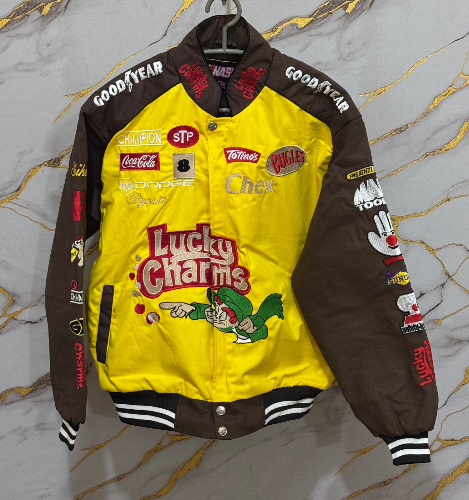 Vintage Lucky Charm Racing Jacket Motorsport | Streetwear, Ophalen of Verzenden, Nieuw, Maat 52/54 (L), Geel