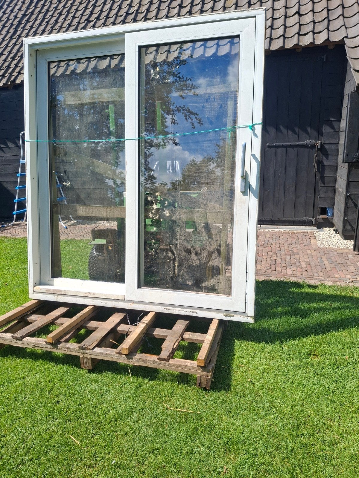 Kunststof schuifpui met dubbel glas, Doe-het-zelf en Verbouw, Deuren en Horren, Ophalen, Gebruikt, Buitendeur, Schuifdeur