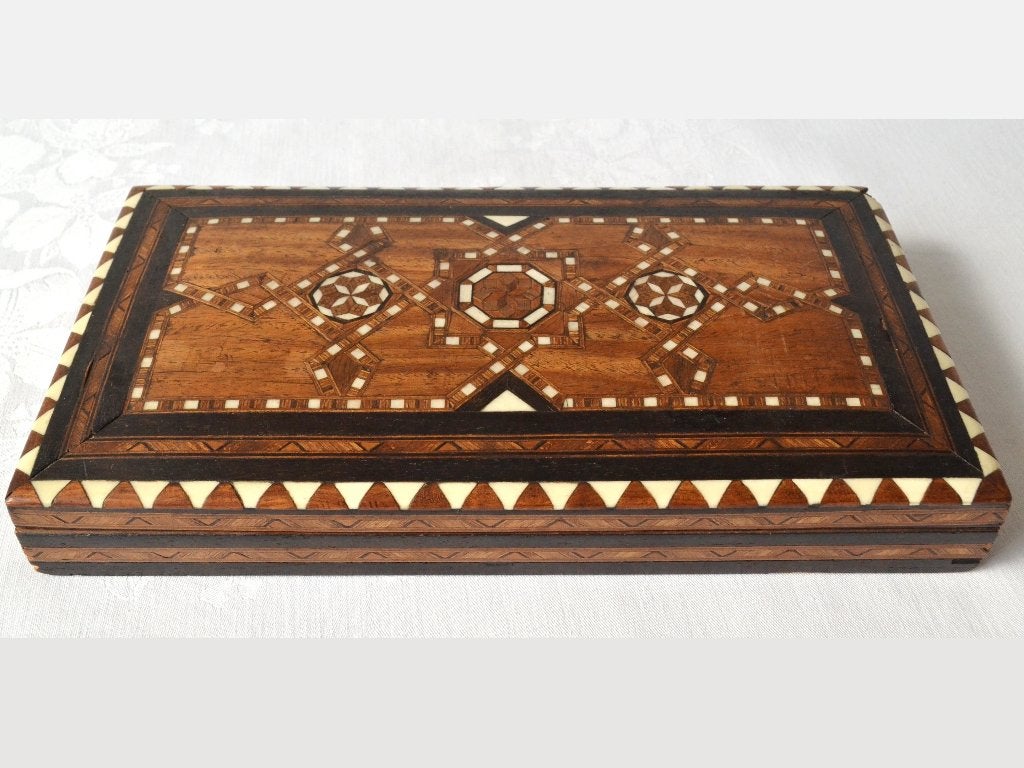 Ingelegd houten Sigarettendoos / Rokers kistje, Noord-Afrika, Antiek en Kunst, Ophalen of Verzenden