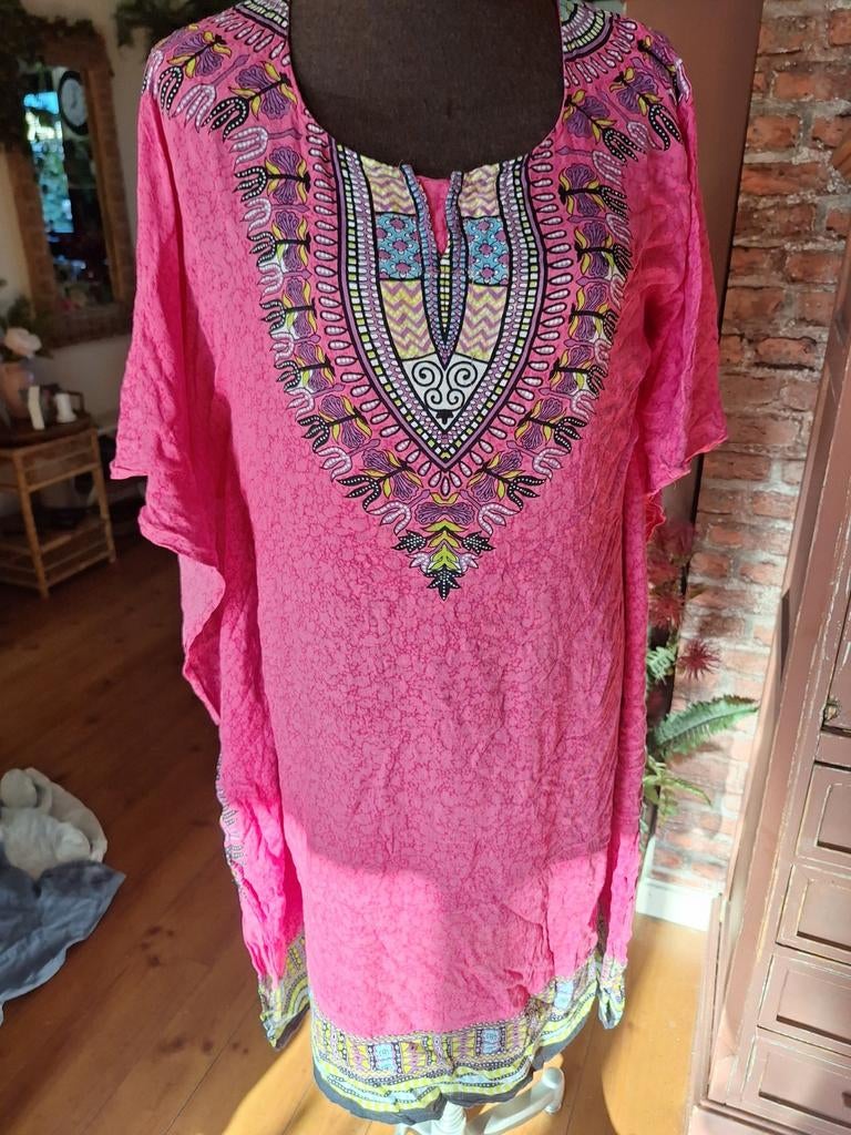 Tuniek maat m l ibiza boho style  rose, Ophalen of Verzenden, Gedragen, Maat 46/48 (XL) of groter, Roze