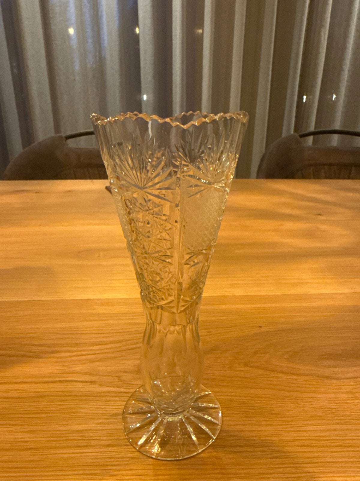 Elegante Kristallen Vaas met Uniek Patroon, Antiek en Kunst, Ophalen