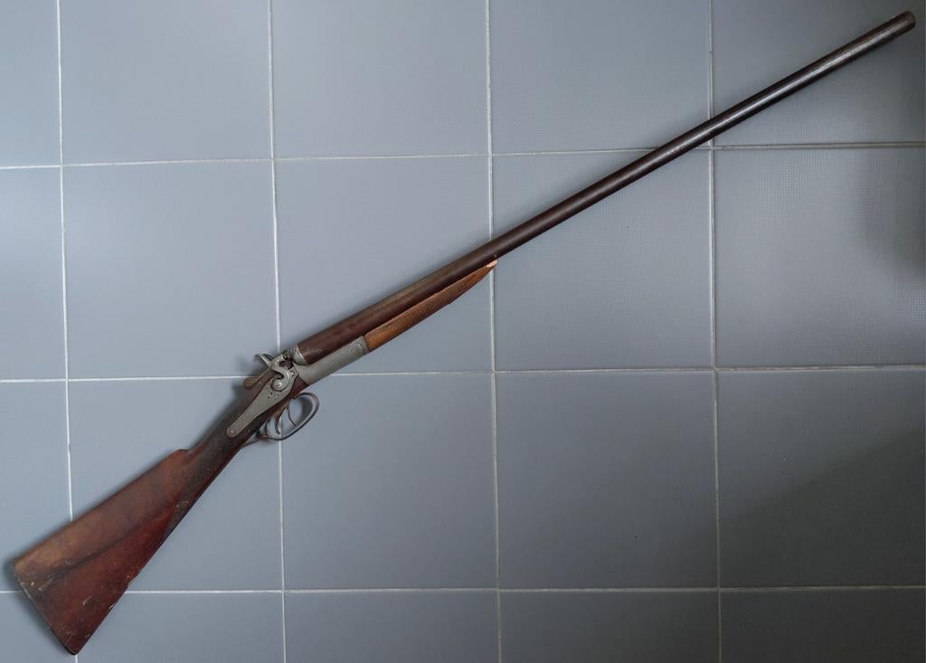 Antiek Brits toplever hagel geweer kal 12 zwartkruit, Antiek en Kunst, Ophalen of Verzenden