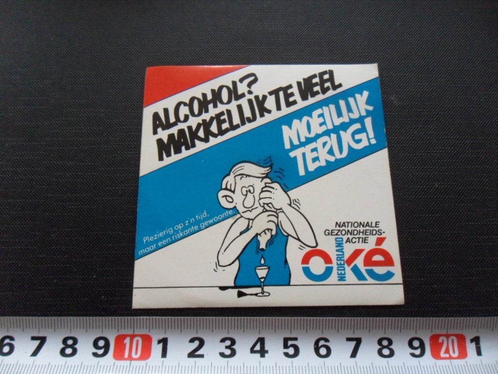 sticker Oké Nederland Alcohol? makkelijk te veel moeilijk *, Ophalen of Verzenden, Zo goed als nieuw