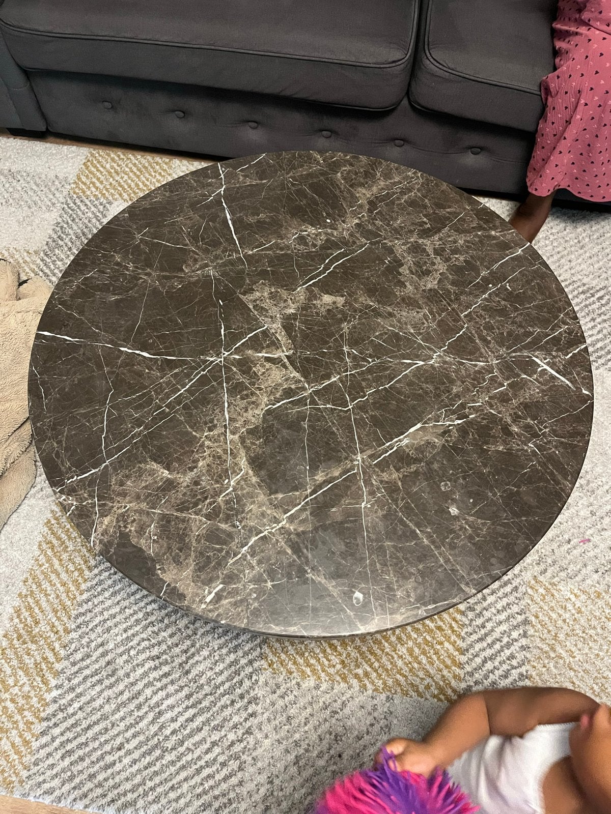 Ronde salontafel met marmerlook blad, Ophalen, Overige materialen, Gebruikt, Rond
