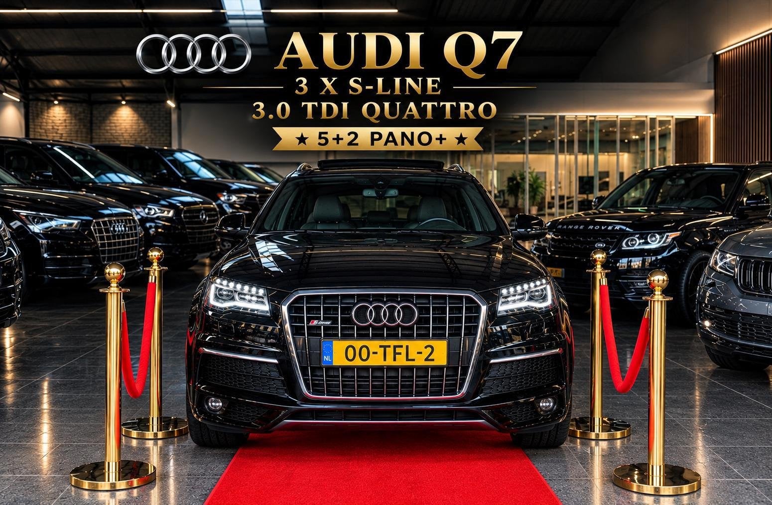 Audi Q7 3 X S-Line 3.0 TDI QUATTRO 5+2 PANO+, Auto's, Automaat, Euro 5, 7 stoelen, Zwart