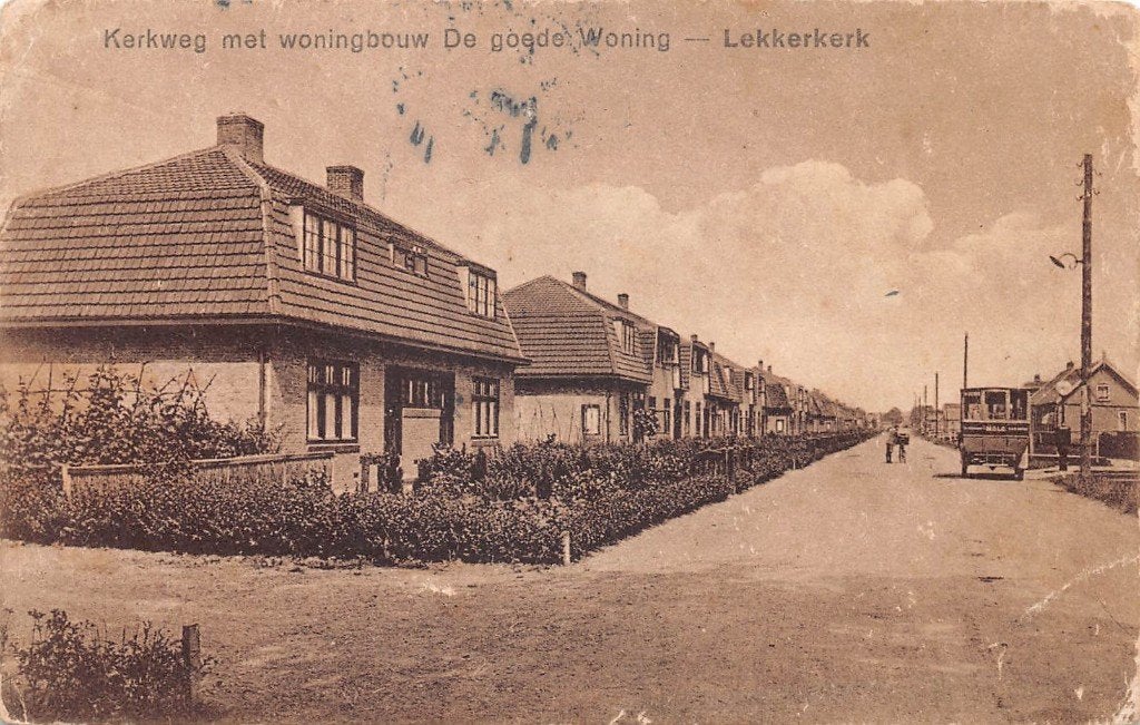 843 Lekkerkerk - Kerkweg 1924, Verzamelen, Ansichtkaarten | Nederland, Ophalen of Verzenden, 1920 tot 1940, Gelopen, Zuid-Holland