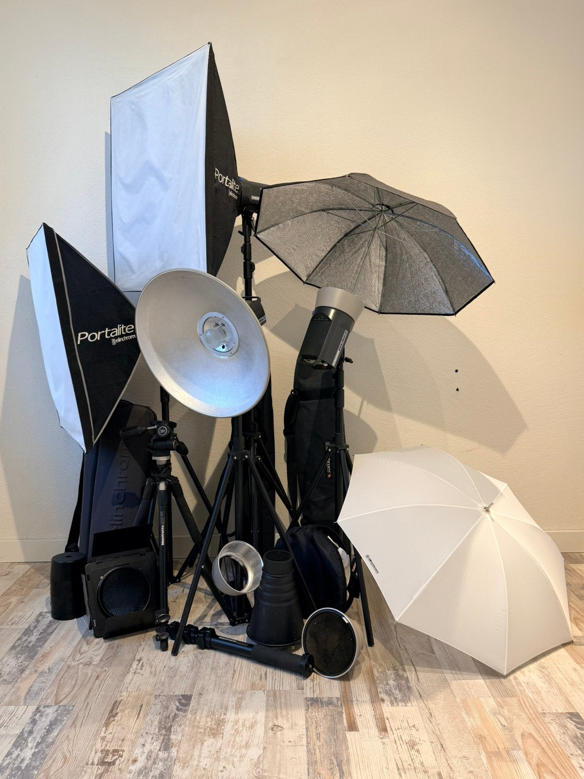 Complete (mobiele) studioset Elinchrom 4 flitslampen, Ophalen, Gebruikt, Elinchrom, Complete fotostudio