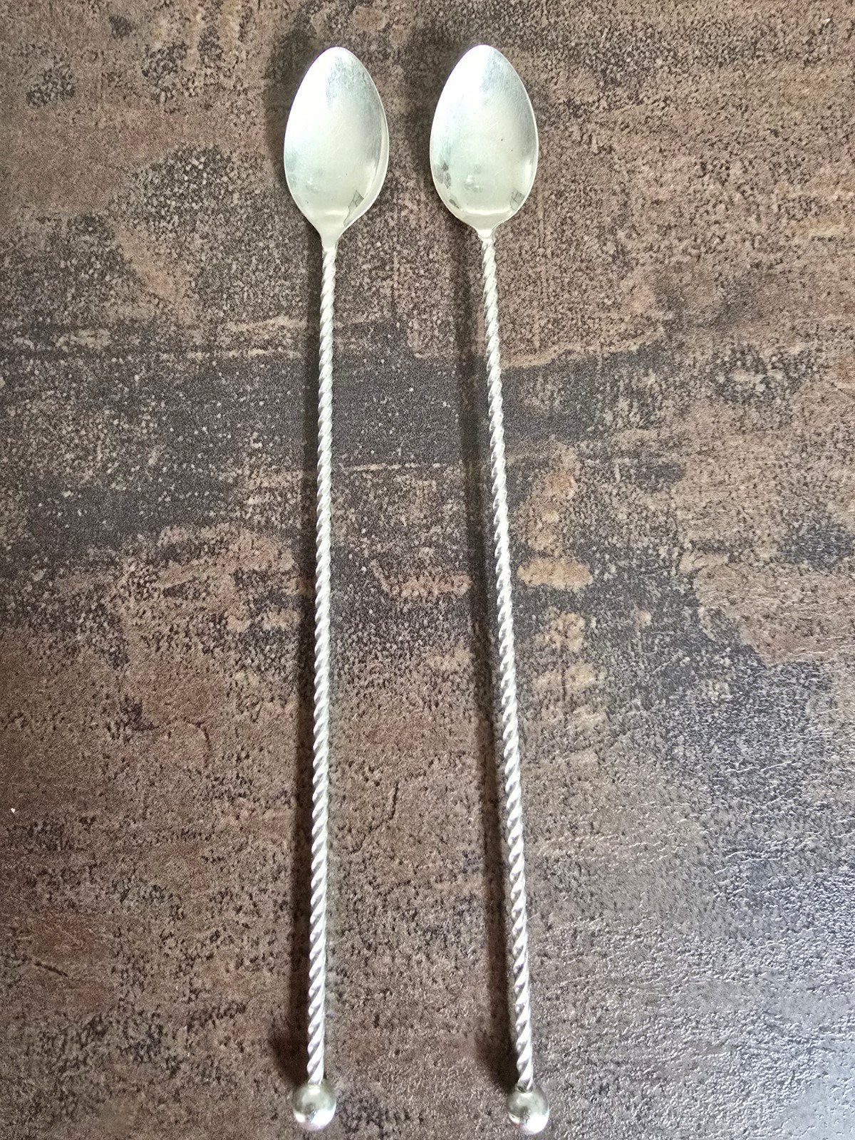 Prachtige verzilverde set vintage 'Stijlappel' model lepels, Antiek en Kunst, Antiek | Bestek, Ophalen of Verzenden