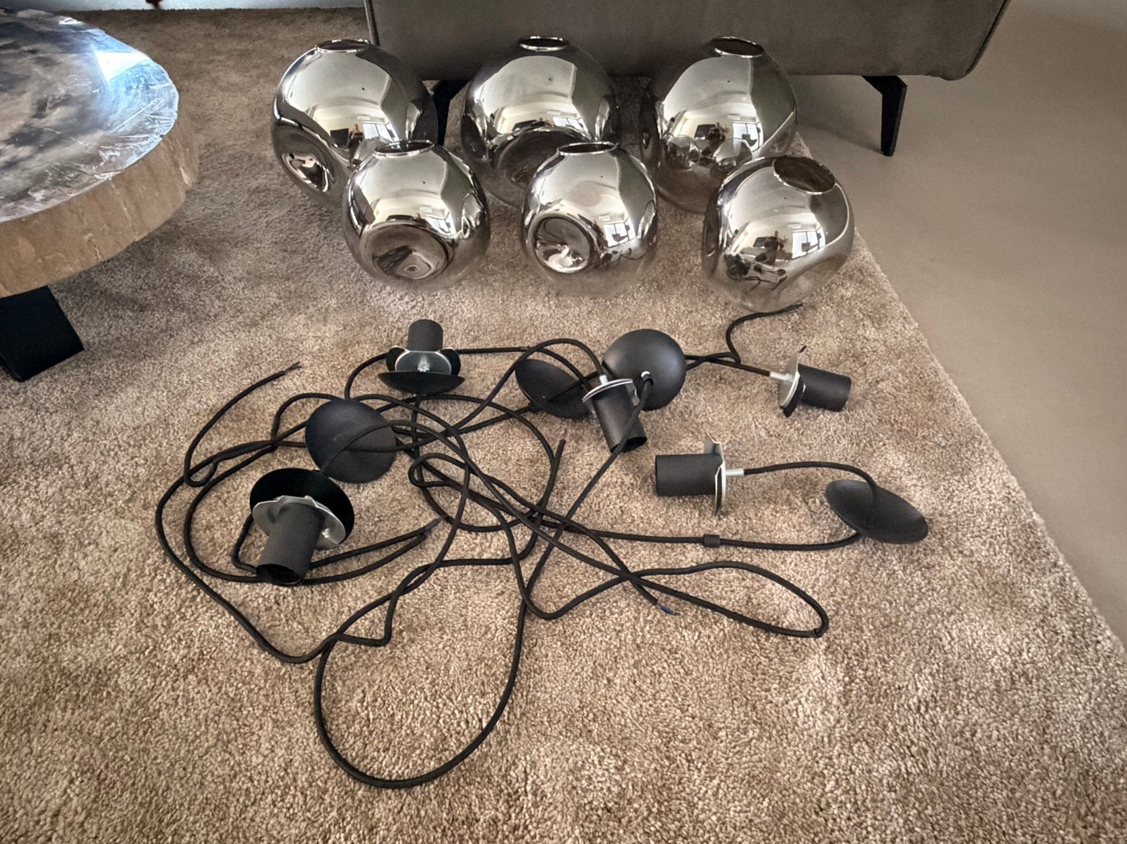 6x bollen + bekabeling hanglamp, Ophalen, Nieuw, E27 (groot)