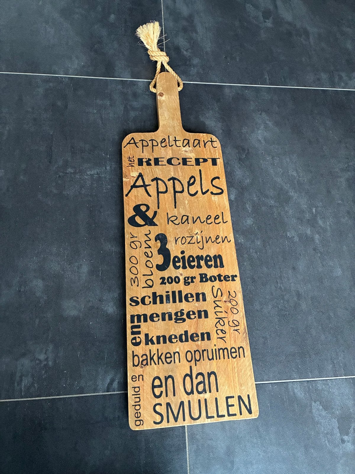 Borrelplank met appeltaart recept, Gebruikt, Hout, Snij-/serveerplank, Ophalen of Verzenden