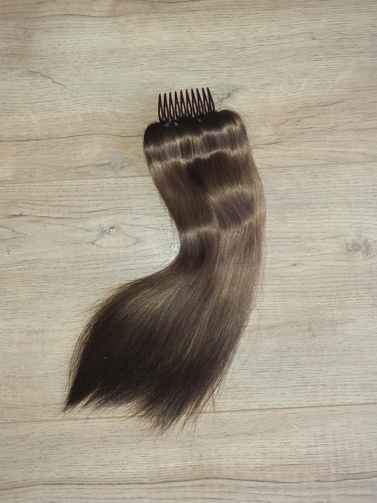 Haarstukje op kammetje, echt haar, Ophalen of Verzenden, Pruik of Haarverlenging
