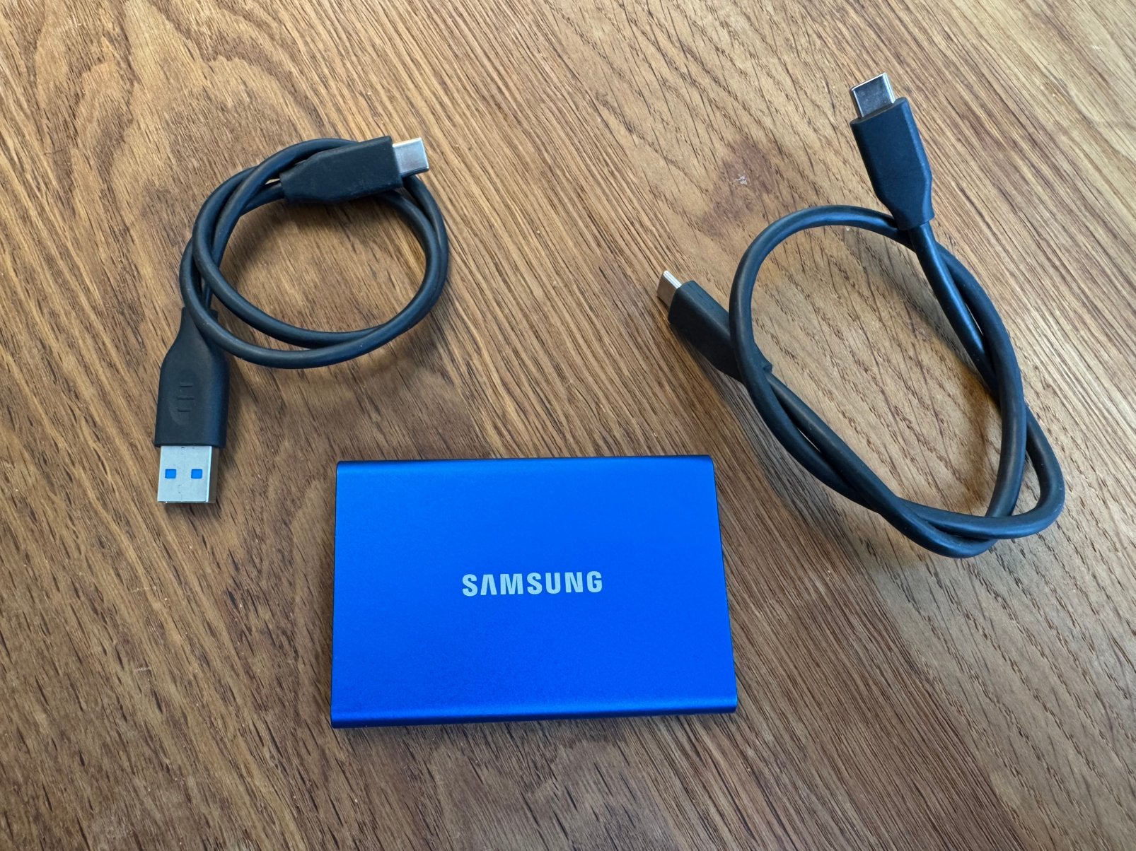 Samsung T7 Portable SSD 2TB Blauw – zo goed als nieuw, Computers en Software, 2TB, SSD, Ophalen of Verzenden, Zo goed als nieuw