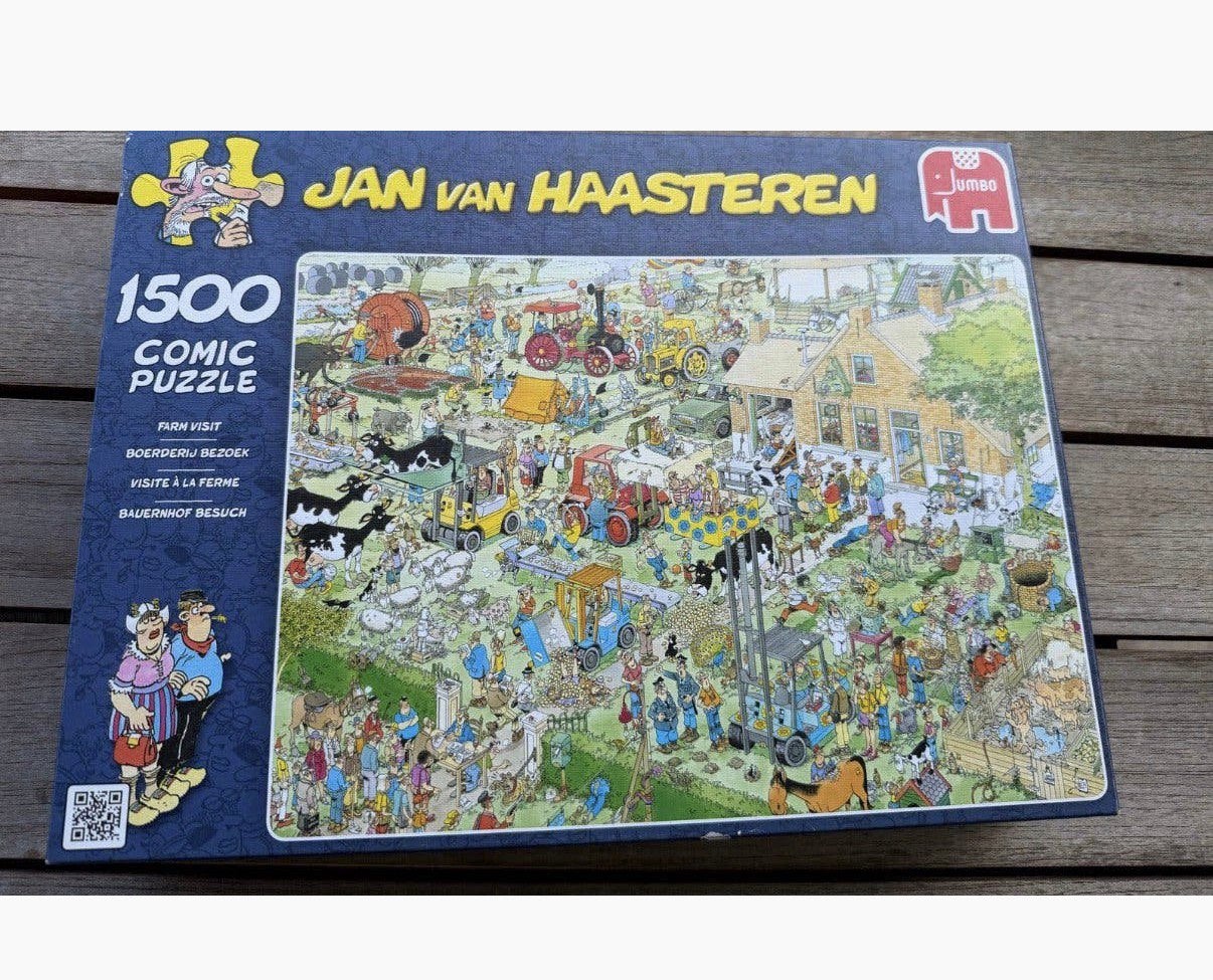 Jan van Haasteren 1500 stukjes - Boerderij bezoek, Ophalen of Verzenden, 500 t/m 1500 stukjes, Zo goed als nieuw, Legpuzzel
