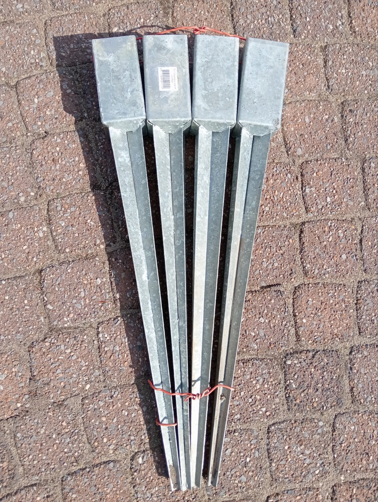 4 verzinkte Paalhouders - 75cm, 7x7cm kop, Tuin en Terras, Ophalen, Zo goed als nieuw, Minder dan 180 cm, Overige typen