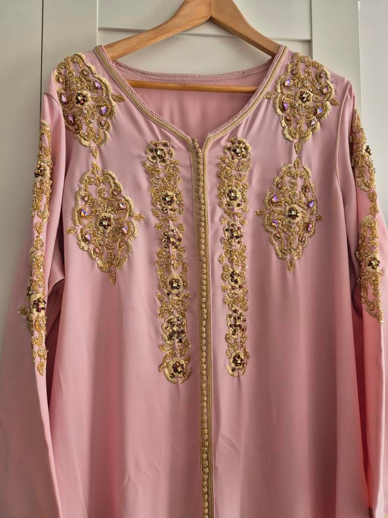 Prachtige Marokkaanse Kaftan, Ophalen, Maat 42/44 (L), Roze, Onder de knie