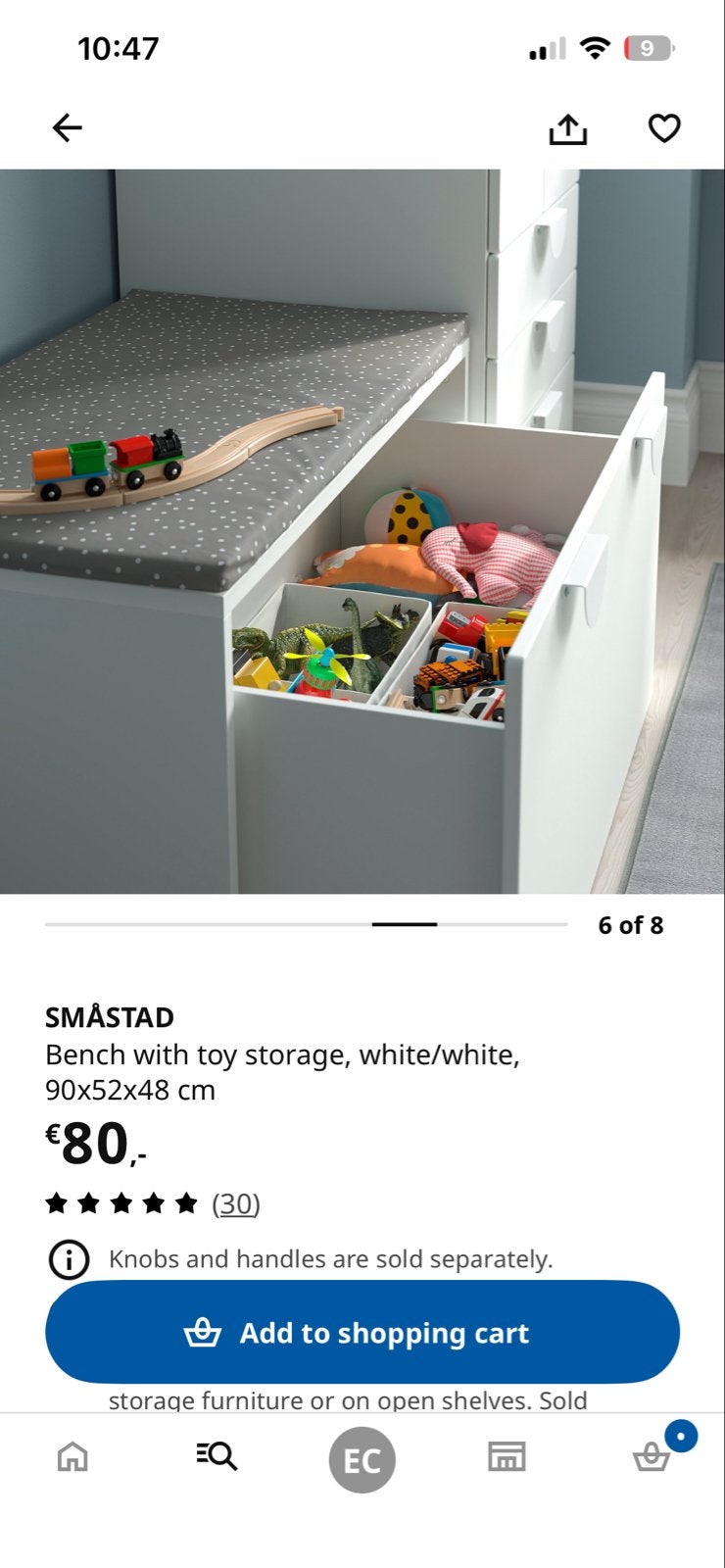 IKEA SMÅSTAD Bank met speelgoedopslag, wit, Ophalen, Gebruikt, Overige typen