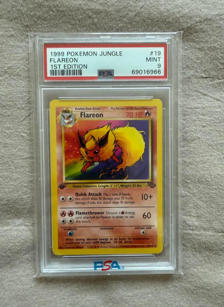 Flareon - 1st edition PSA9 - Jungle set 19/64 - JU19, Ophalen of Verzenden, Zo goed als nieuw, Losse kaart