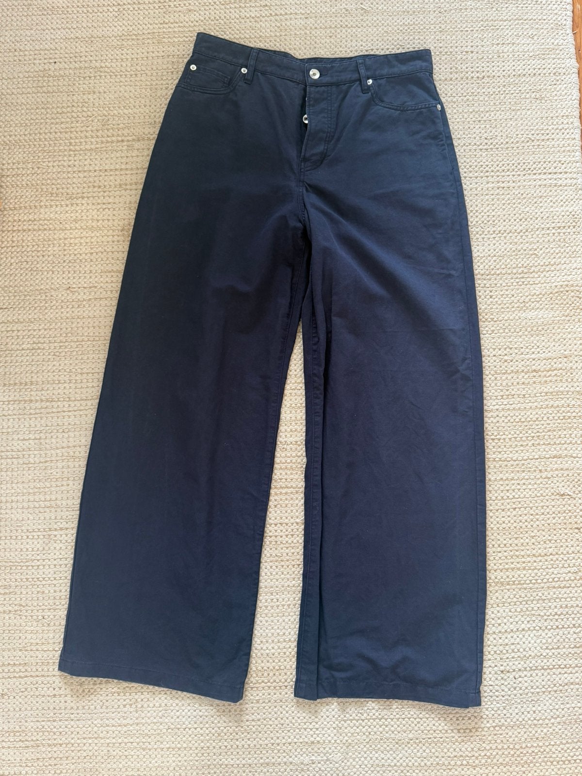 Vanilia donkerblauwe broek met wijde pijpen Maat 38, Maat 38/40 (M), Blauw, Ophalen of Verzenden, Zo goed als nieuw
